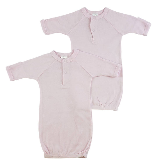 Bambini Preemie Solid Pink Gown-2 Pack