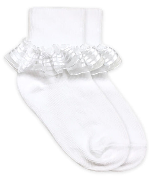 Jefferies Socks Stripe Lace Turn Cuff Socks 1 Pair