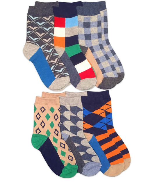 Jefferies Socks Pattern Dress Crew Socks 6 Pair Pack