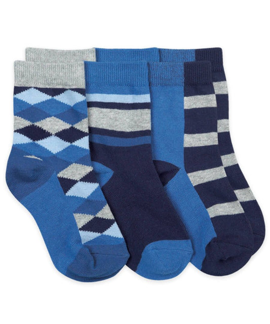 Jefferies Socks Argyle & Stripe Dress Crew Socks 3 Pair Pack