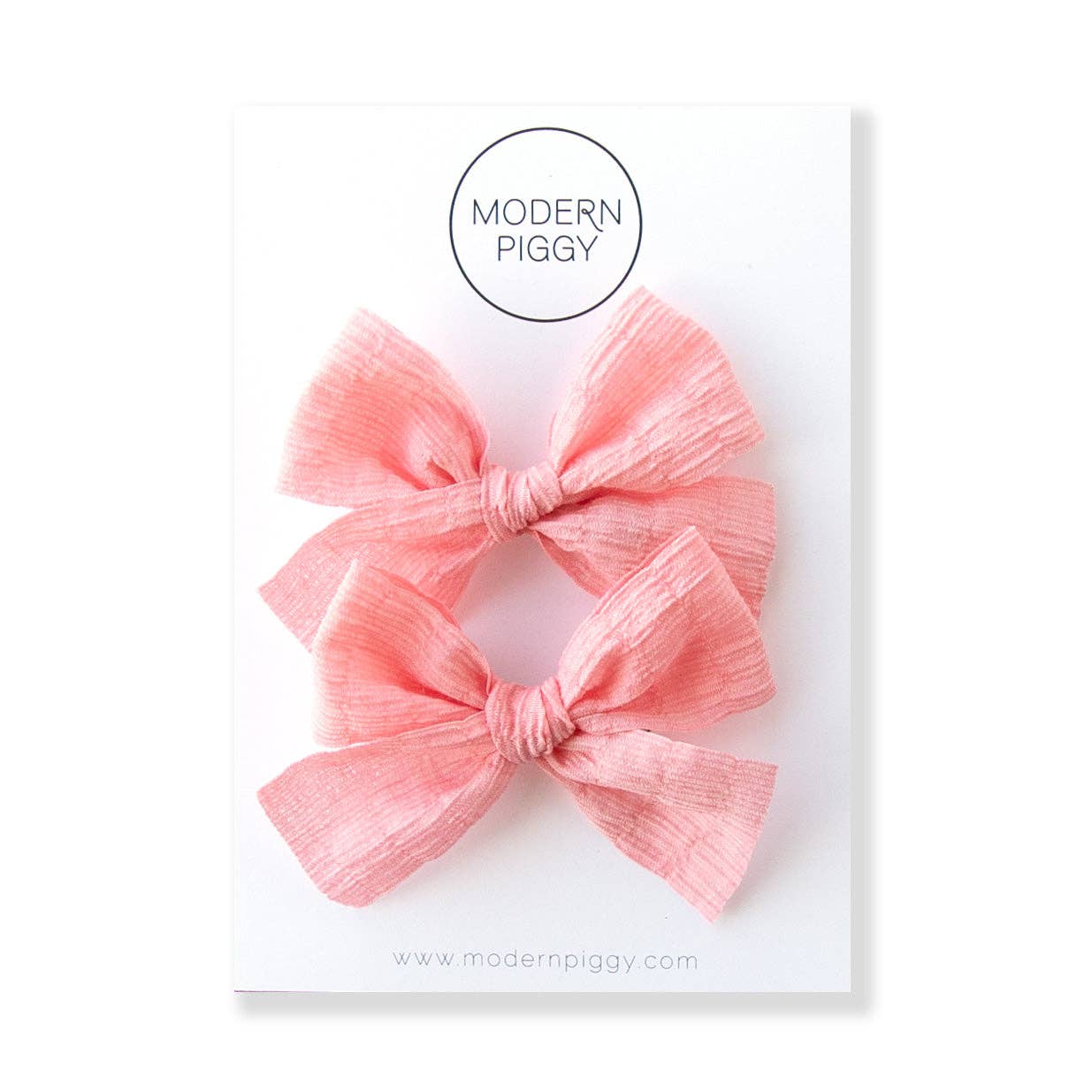 Modern Piggy - Coral Pink | Pigtail Set - Ribbon Bow